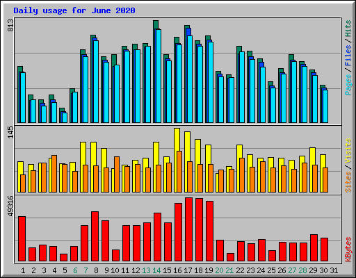 Daily usage for June 2020