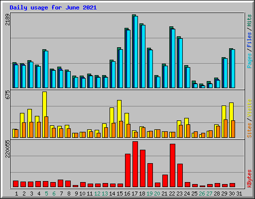 Daily usage for June 2021