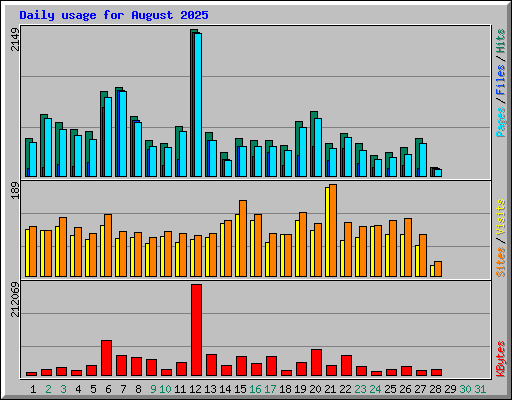 Daily usage for August 2025